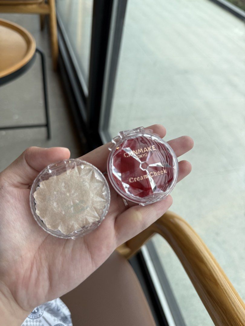 Canmake Tokyo Cream Cheek Blush and Highlighter BUNDLE (Category: Makeup) located in Manila. Submitted by itsmerawrs (Listing ID 1441002625, Image 1). Description: - Two Canmake Tokyo Cream Cheek blushes included. - One shimmery highlight shade for a radiant glow. - One deep red cream blush for a vibrant pop of color. - Compact and portable for easy makeup touch-ups. - Great value when you buy both together. SWATCHED ONLY.