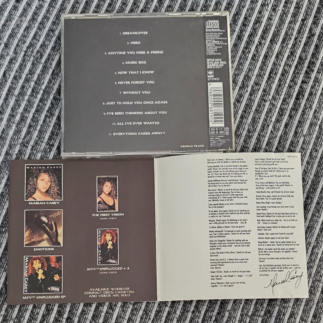 🇯🇵[CD Album] Mariah Carey Music Box (1993) (Category: CDs & DVDs) located in Singapore. Submitted by strangecell (Listing ID 1441006225, Image 3). Description: Many more Various Genres: https://www.carousell.sg/p/1253907759 Electronic Dance, EDM, DJ Mix: https://carousell.com/p/1035784902 Easy Listening, Funk Soul, Lounge, Jazz, New Age, Chill-out: https://carousell.com/p/1028943398 ************************************** Self-collect at Area Se