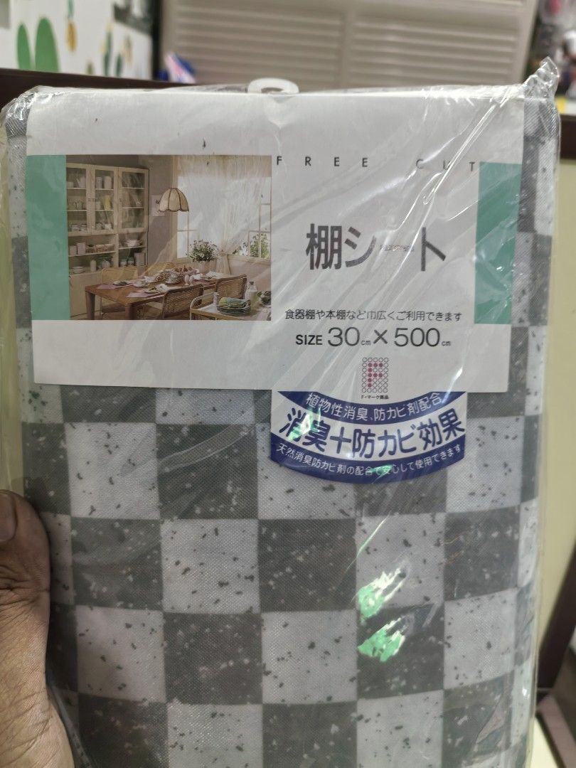 Checkered Shelf Liner (Category: Table Linen & Textiles) located in Cebu City. Submitted by dudes_villanueva (Listing ID 1440958613, Image 2). Description: Checkered Shelf Liner Brand New 📌 Featuring deodorizing and mold-resistant properties. 📌 Product: Shelf liner (棚シート). 📌 Size: 30cm x 500cm.Features: Designed to be cut to size, deodorizing, and anti-mold. 📌 Uses: Suitable for cabinets, bookshelves, and other storage areas. 2 Packs Availabl