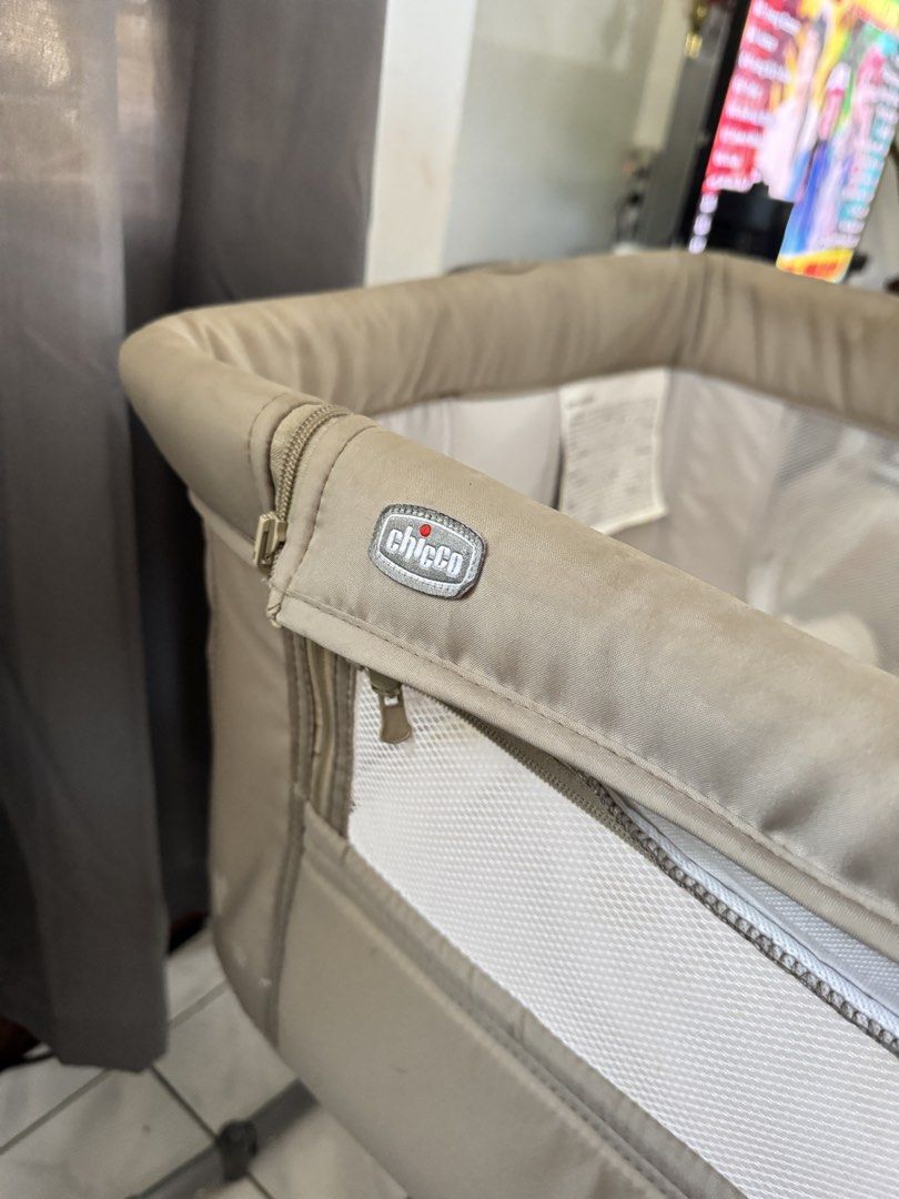 Chicco Next2Me Dream Co-Sleeping Bassinet (Category: Cots & Cribs) located in Cagayan de Oro. Submitted by wearnani (Listing ID 1440964643, Image 3). Description: - Chicco Next2Me Dream co-sleeping bassinet - Color: Beige Dune - Mesh sides for excellent airflow - Adjustable height for convenience - Wheels for easy mobility - Mattress has some stains from normal use - Fabric made from sustainable recycled polyester.