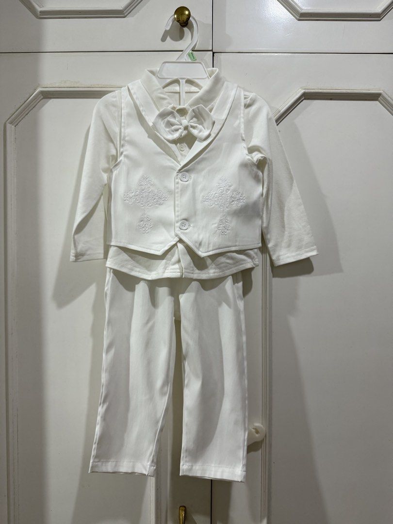 Christening/Formal Set 12M Boy (Category: Babies & Kids Fashion) located in Quezon City. Submitted by wunderbare (Listing ID 1441149489, Image 1). Description: Christening Set with Hat and Shoes Size: 12-18M Washed but not worn. See actual pics. Location: QC.
