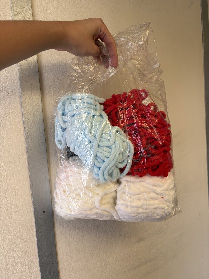 Chunky Chenille Yarn (and other scrap yarn) (Category: Handmade Craft) located in Las Pinas. Submitted by butterbeam (Listing ID 1440962675, Image 2). Description: Chunky Chenille Yarn If buying chenille yarn cake only - PHP30 each If TAKE ALL - PHP 500 RFS: decluttering, ordered too much MOP - GoTyme, BPI, GCash MOD - Same day delivery, GGX, LBC.