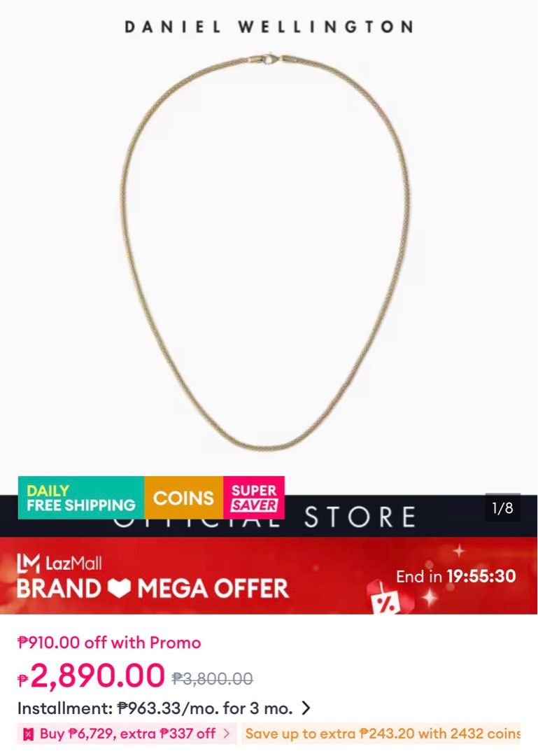 Daniel Wellington Mesh Necklace Gold (Category: Necklaces) located in Imus. Submitted by daaayan123 (Listing ID 1441147467, Image 2). Description: .