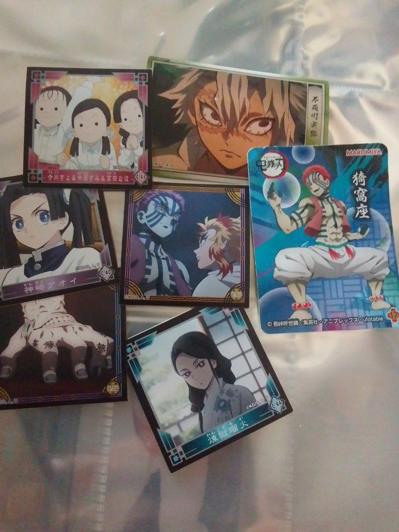 Demon Slayer Anime Sticker Collection (Category: Raw Singles) located in Santa Rosa. Submitted by animemerchcollection (Listing ID 1441009223, Image 1). Description: - Collection of Demon Slayer anime cards - Features popular characters like Sanemi, Giyu, and Rengoku - Ideal for anime fans and collectors - Great addition to any Demon Slayer merchandise collection - Get yours today!.