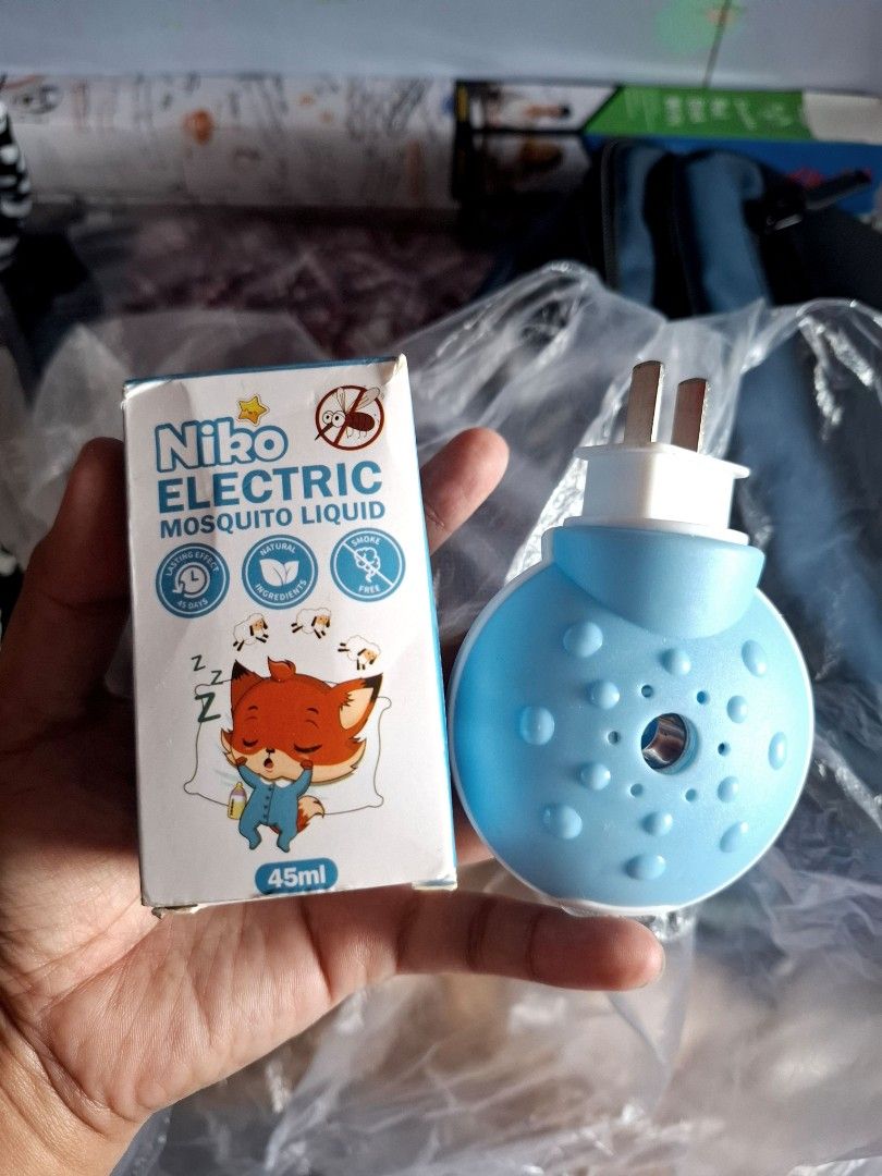 Electric Mosquito Liquid Repellent Set (Category: Insect Repellents) located in Quezon City. Submitted by ana-chan (Listing ID 1441100903, Image 2). Description: - Niko Electric Mosquito Liquid Repellent Set - Includes plug-in device and 45ml repellent liquid - Made with natural plant-based ingredients: wormwood and citronella essential oil - Safe for babies and pregnant women - Long-lasting: 1 bottle lasts 300-400 hours - Production Date: 12/12/