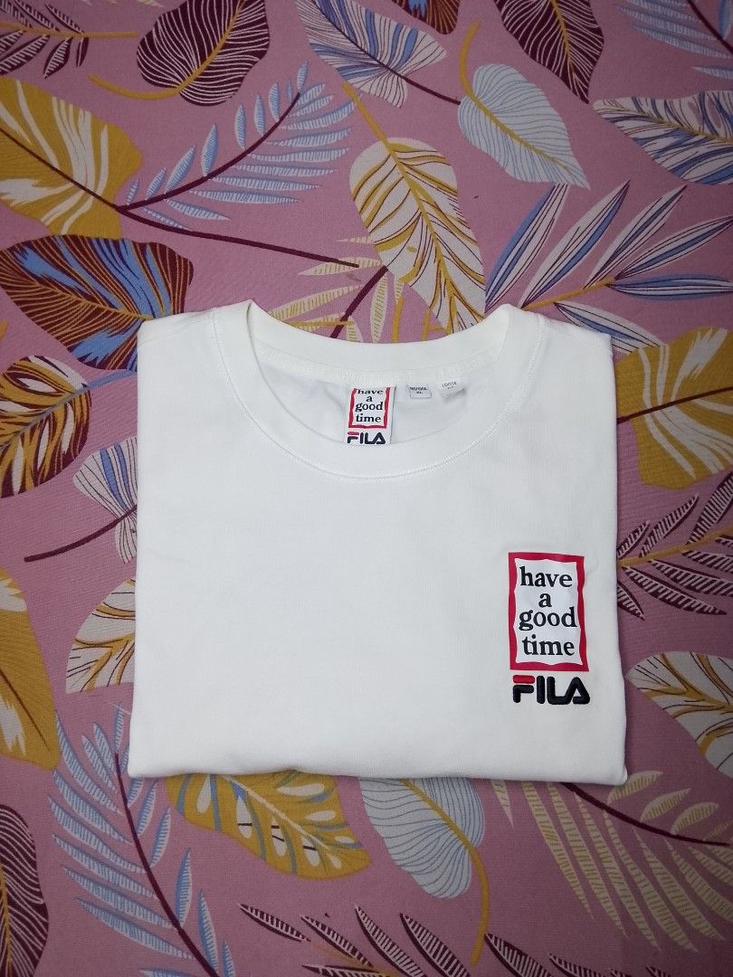 Fila x Have A Good Time Unisex (Category: Tshirts & Polo Shirts ) located in Manila. Submitted by arn_thrifts (Listing ID 1441027279, Image 1). Description: FILA X HAVE A GOOD TIME 500+SF DIMES 22X27 LIKE NEW.