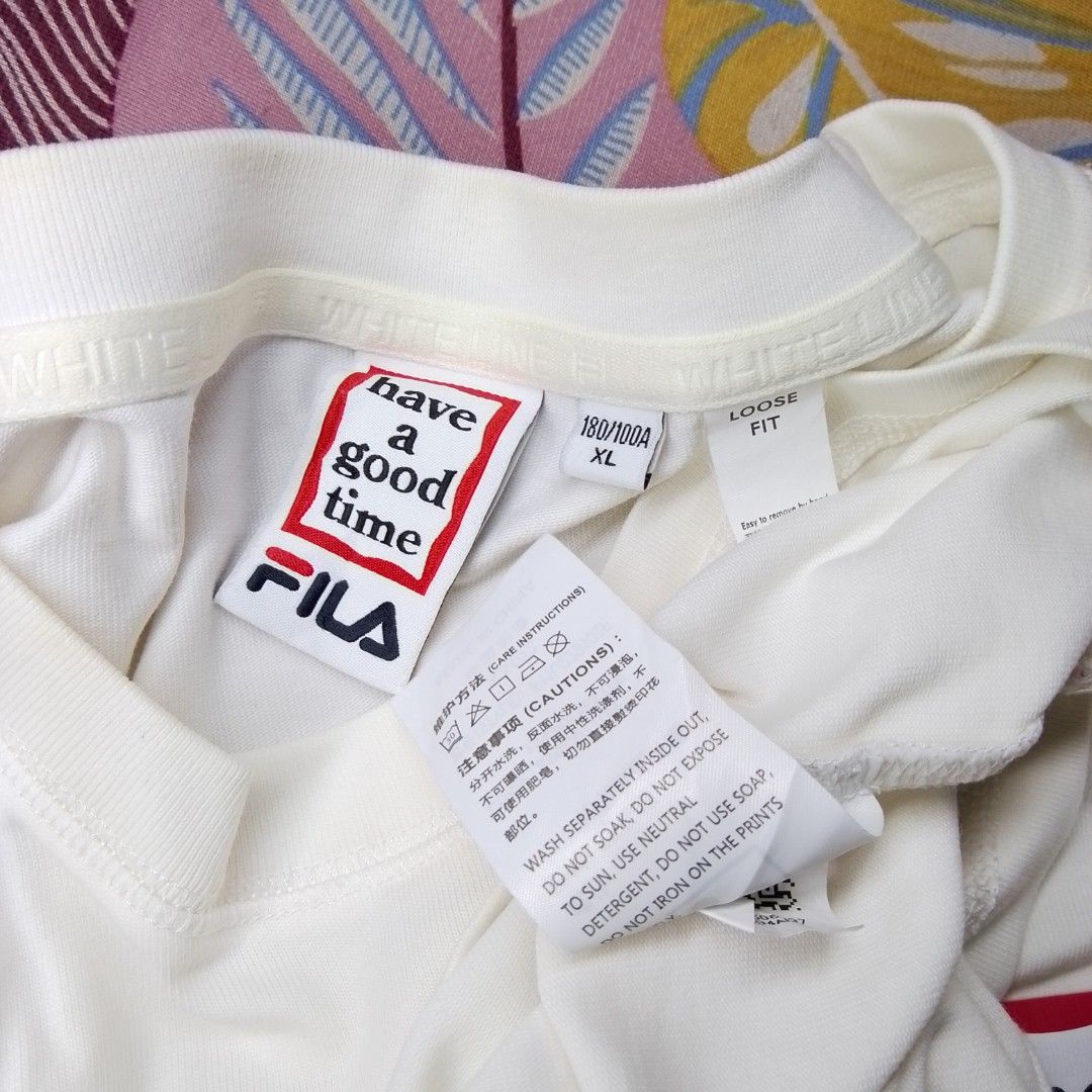 Fila x Have A Good Time Unisex (Category: Tshirts & Polo Shirts ) located in Manila. Submitted by arn_thrifts (Listing ID 1441027279, Image 2). Description: FILA X HAVE A GOOD TIME 500+SF DIMES 22X27 LIKE NEW.