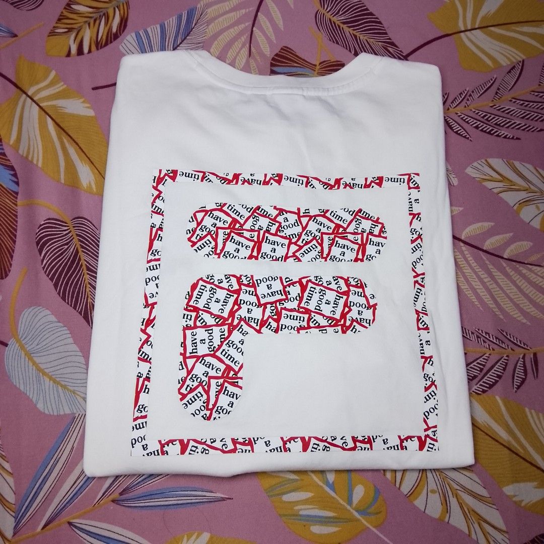 Fila x Have A Good Time Unisex (Category: Tshirts & Polo Shirts ) located in Manila. Submitted by arn_thrifts (Listing ID 1441027279, Image 3). Description: FILA X HAVE A GOOD TIME 500+SF DIMES 22X27 LIKE NEW.