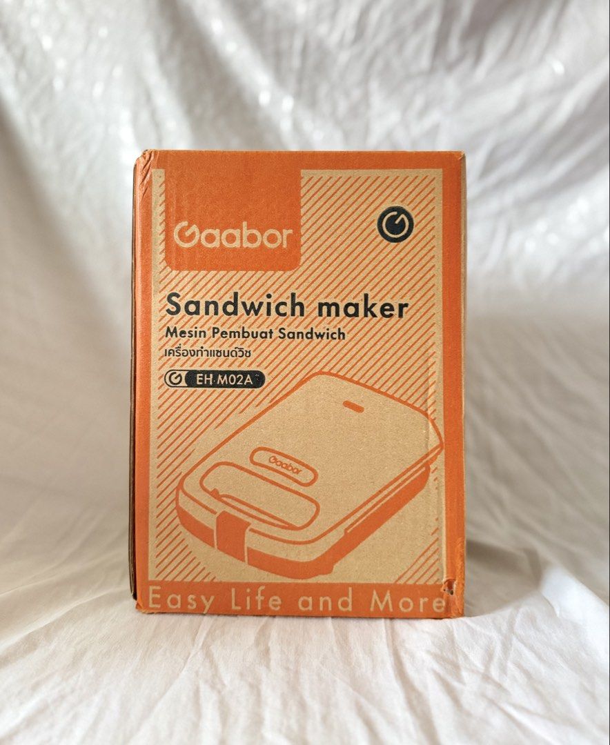 Gaabor Sandwich Maker (Category: Cookware & Accessories) located in Taguig. Submitted by onlyrovzky (Listing ID 1441011486, Image 1). Description: Brand New 1pc Onhand Original Price (Laz): ₱699 MOP: GCash / BDO Location: Taguig City Rated Power: Approx. 500W Heating Method: Dual-sided constant heating Plate Type: Non-stick coated grill plates Replay Usage: Home breakfast & light meal preparation.