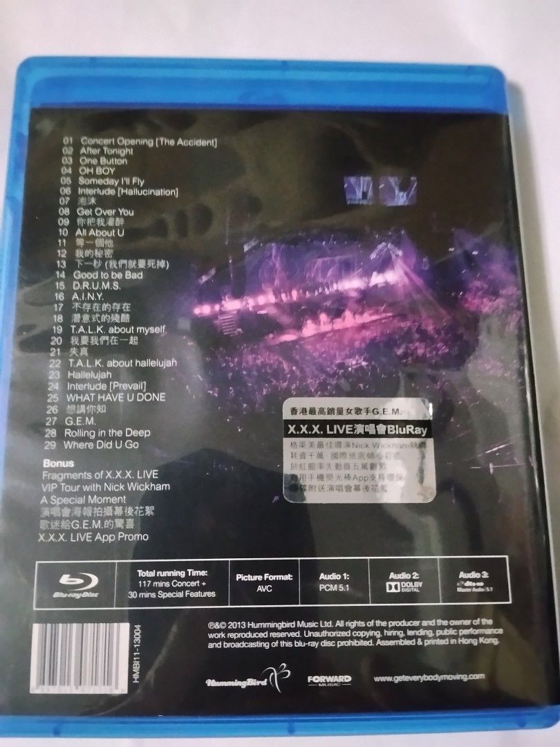 G.E.M. X.X.X. LIVE HK Concert Blu-ray (Category: CDs & DVDs) located in Singapore. Submitted by steven_99 (Listing ID 1441049650, Image 2). Description: original HK version. Free delivery by normal mail for this item..