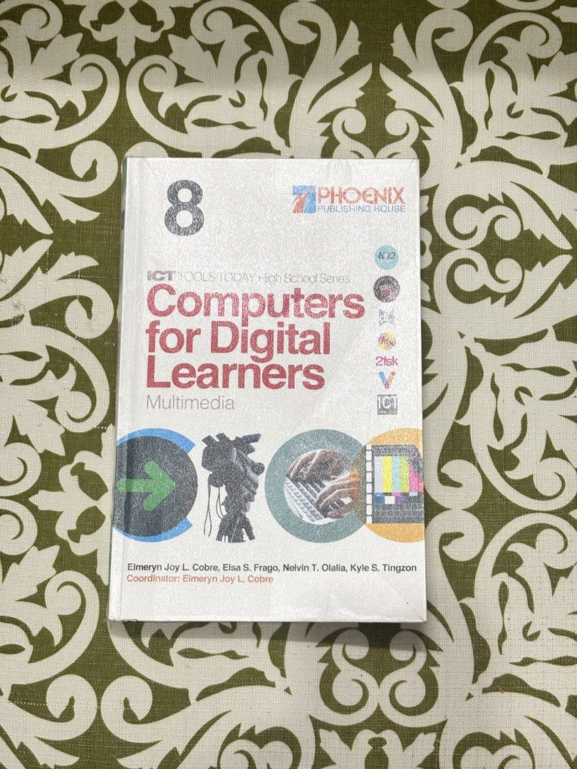 Grade 8 used school textbooks (Category: Textbooks) located in Manila. Submitted by wildbird_4c3ffa (Listing ID 1441078408, Image 2). Description: MODE OF PAYMENT: GCASH ICT Tools Today High School Series: Computers for Digital Learners (Multimedia) Publisher: Phoenix Publishing House Grade 8 Condition: good as new, clean pages, cover clean and perfect Price: ₱300 Expeditions in MAPEH 7 Publisher: Rex Bookstore Edition: First edition, MATATAG cur