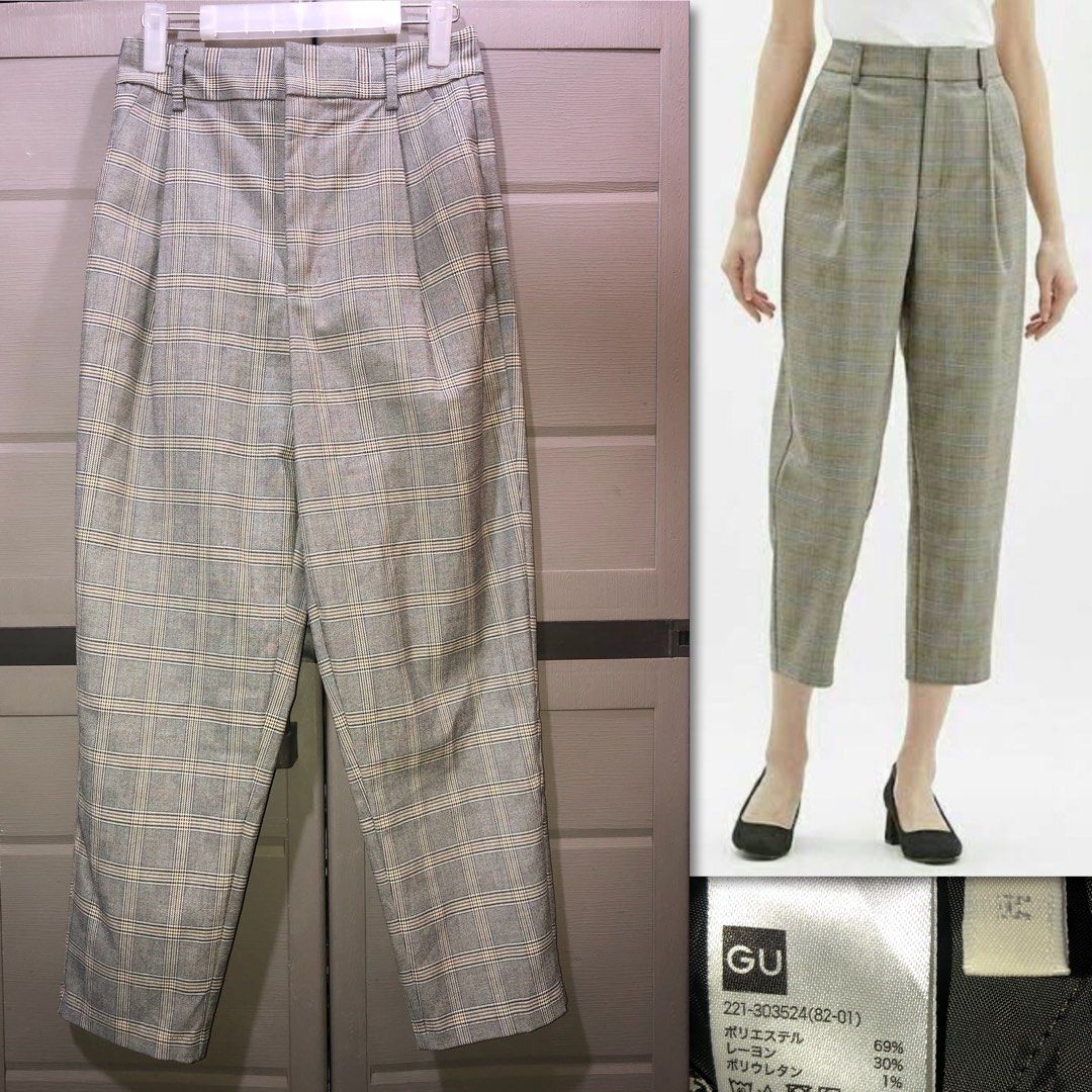 GU by Uniqlo Tapered Pants (Category: Other Bottoms) located in Cebu City. Submitted by jiselle_fecollection (Listing ID 1441038507, Image 1). Description: -size: M -can fit 26-30 waistline -2 side pockets -tapered pants -high rise -L-36 -elastic waist (back).