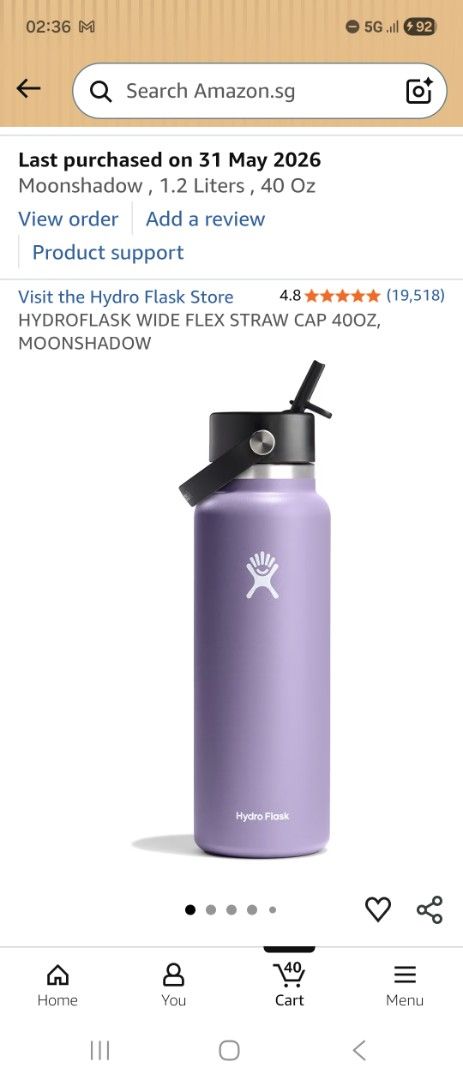 AUTH Hydro Flask Wide Flex Straw Cap Moonshadow 40oz469716856314931200