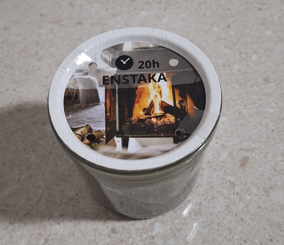 Ikea ENSTAKA Scented Candle - Bonfire Grey (Category: Home Fragrance) located in Naic. Submitted by blikitiplix (Listing ID 1440967845, Image 2). Description: - Set of 7 Ikea ENSTAKA scented candles - Scent: Bonfire Grey - Burn time: Approximately 20 hours per candle - Creates a cozy and warm atmosphere - Bundle price: $1000 for all 6.