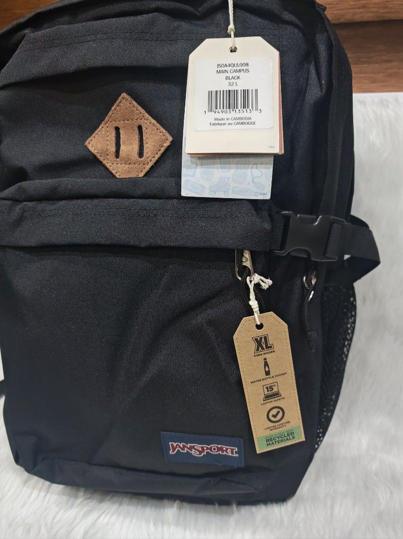 Jansport Main Campus Black 32L (Category: Backpacks) located in Marikina City. Submitted by BrandedStuffz (Listing ID 1441138550, Image 3). Description: Selling Low. SRP 4790 pesos 😱. Brand New with tag. Guaranteed Original and Legit 10000% from USA. Moneyback if proven fake. Lalamove Ready. Nationwide shipping via LBC..