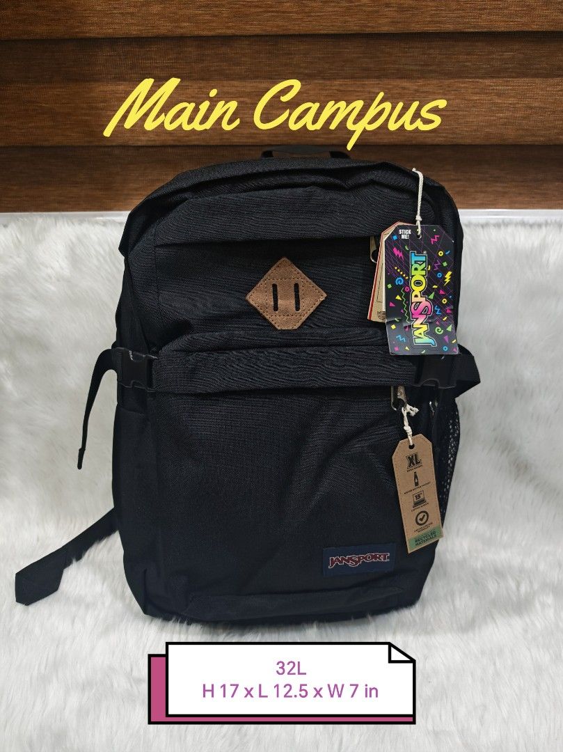 Jansport Main Campus Black 32L (Category: Backpacks) located in Marikina City. Submitted by BrandedStuffz (Listing ID 1441138550, Image 1). Description: Selling Low. SRP 4790 pesos 😱. Brand New with tag. Guaranteed Original and Legit 10000% from USA. Moneyback if proven fake. Lalamove Ready. Nationwide shipping via LBC..