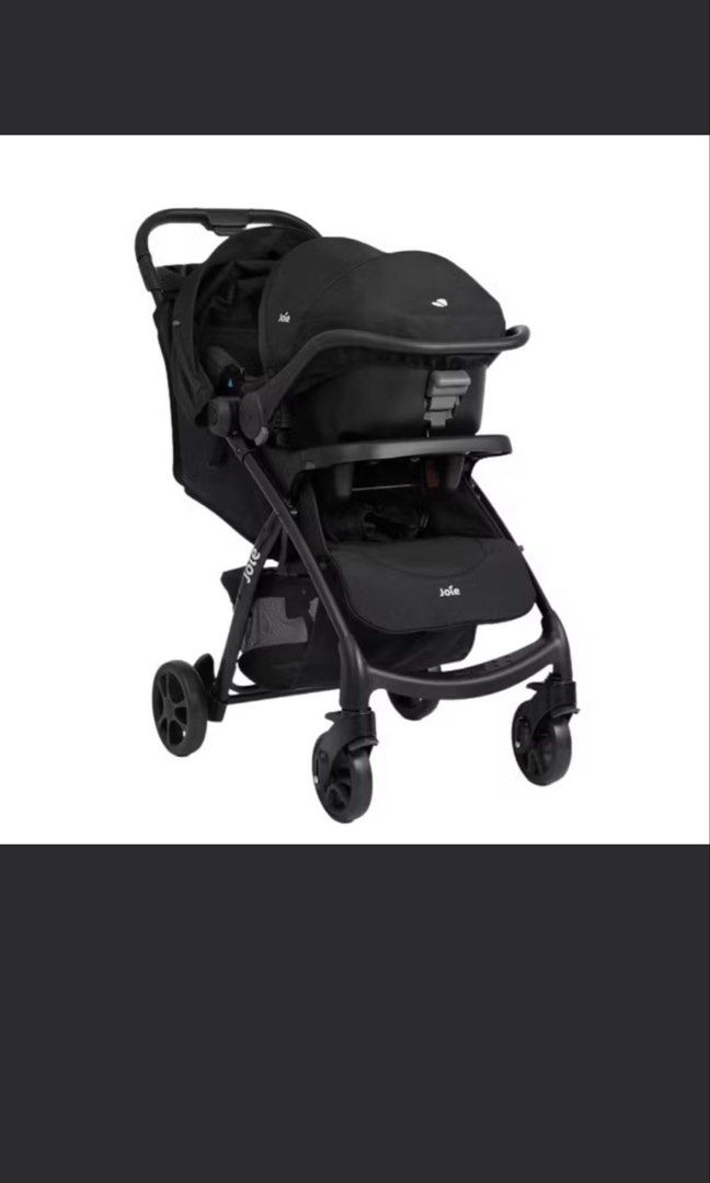 Joie Versatrax Travel System Stroller (Category: Strollers) located in Santa Maria. Submitted by everydayshop8 (Listing ID 1440951695, Image 1). Description: - Joie Versatrax stroller in sleek black. - Compact and incredibly easy to fold, perfect for travel. - Includes infant car seat adapter for seamless transitions. - Ideal for both everyday errands and longer trips. - Features smooth maneuverability for effortless pushing..