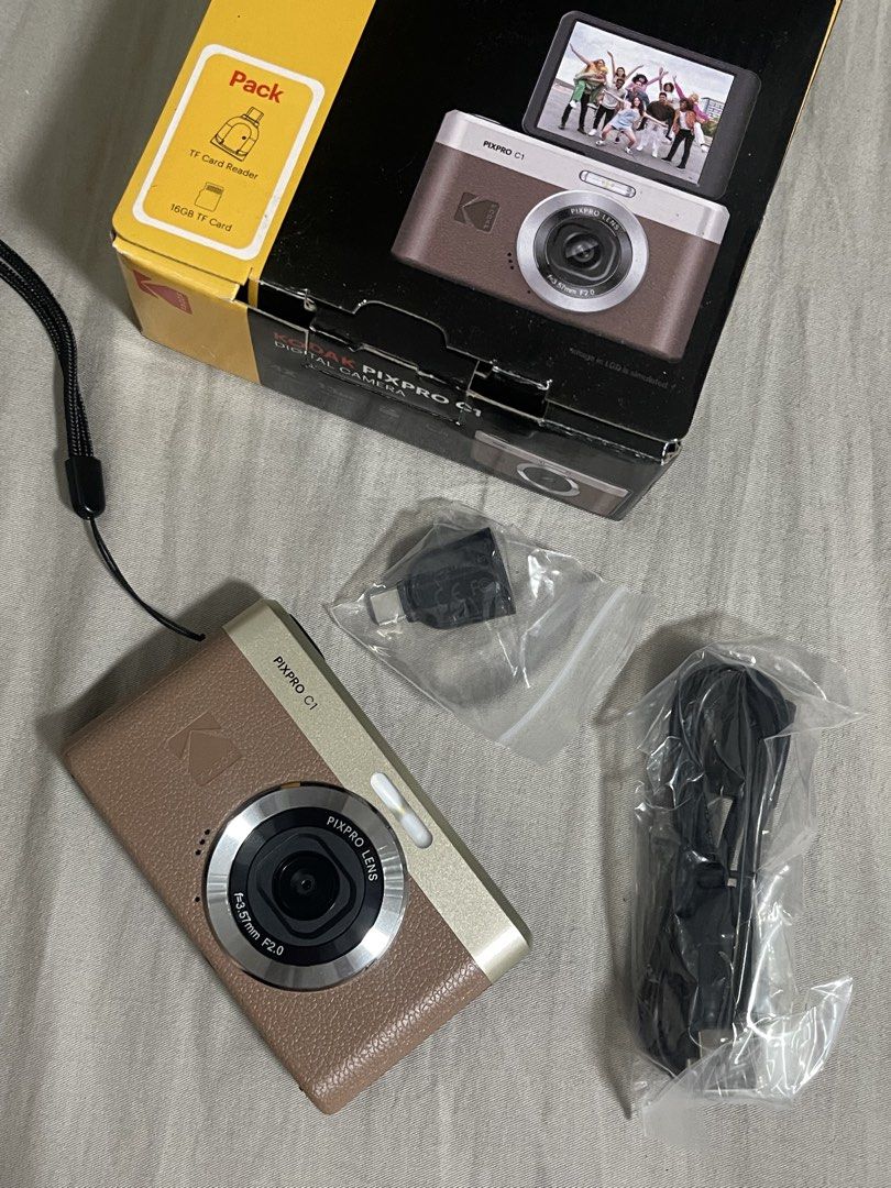 Kodak Pixpro C1 BRAND NEW (Category: Cameras) located in Manila. Submitted by shaneanneeee (Listing ID 1441066493, Image 1). Description: Kodak Pixpro C1 (BRAND NEW) Price: Bought for 7,200!!! Bagong bago pa, tinesting lang! PASS SA BARAT! RFS: planning to buy Kodak Pixpro Fz55 (parang mas bet ko siya tho minimal difference lang naman sila) Inclusion: -Box -Warranty Cards -Manuals -16GB Card -TF Card Reader -Wrist Strap -USB Cable Specification: 