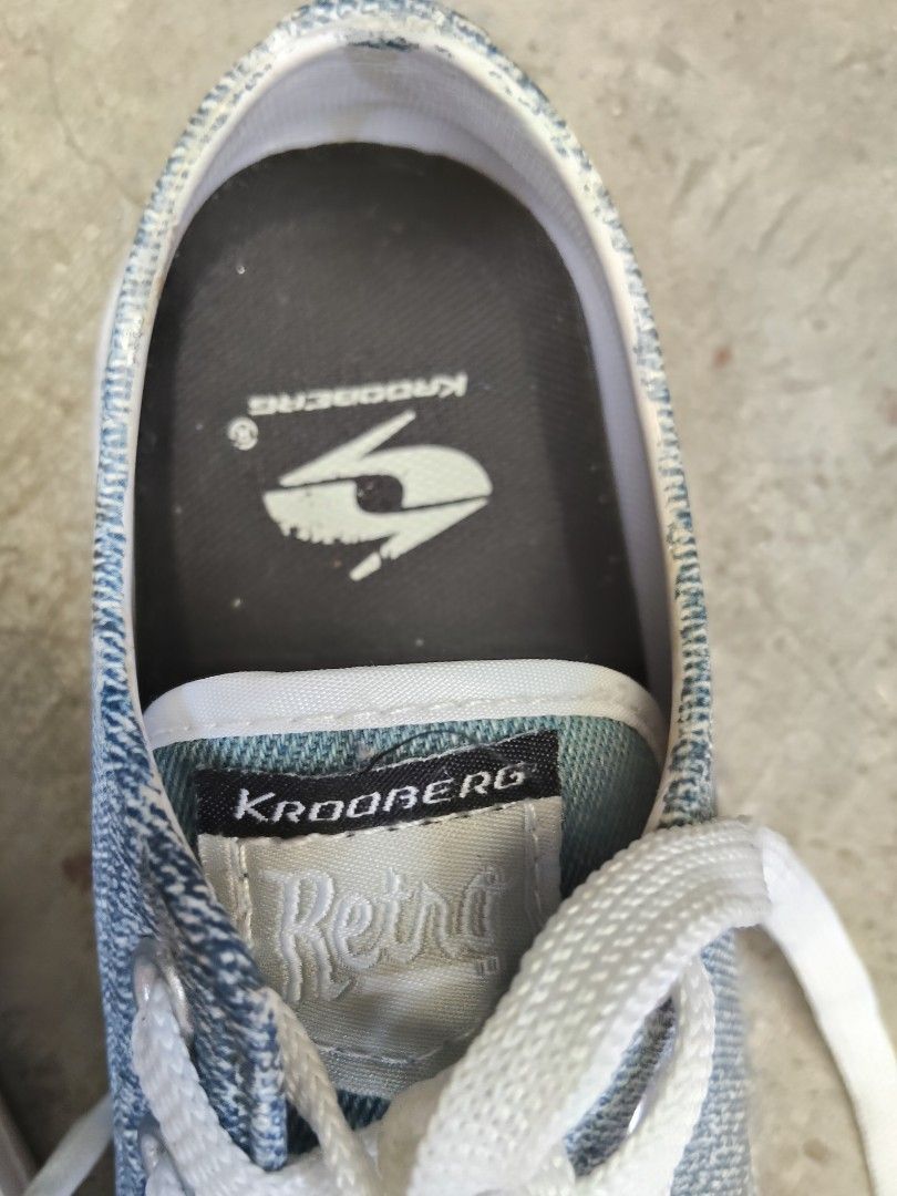 Krooberg Retro Denim Sneakers (Category: Sneakers) located in Marikina City. Submitted by geej12 (Listing ID 1440976425, Image 2). Description: - Krooberg Retro sneakers - Denim-like material - White laces and rubber soles - Size 36 - Perfect for casual wear - Minor signs of wear on soles and rubber parts - Plenty of life remaining.