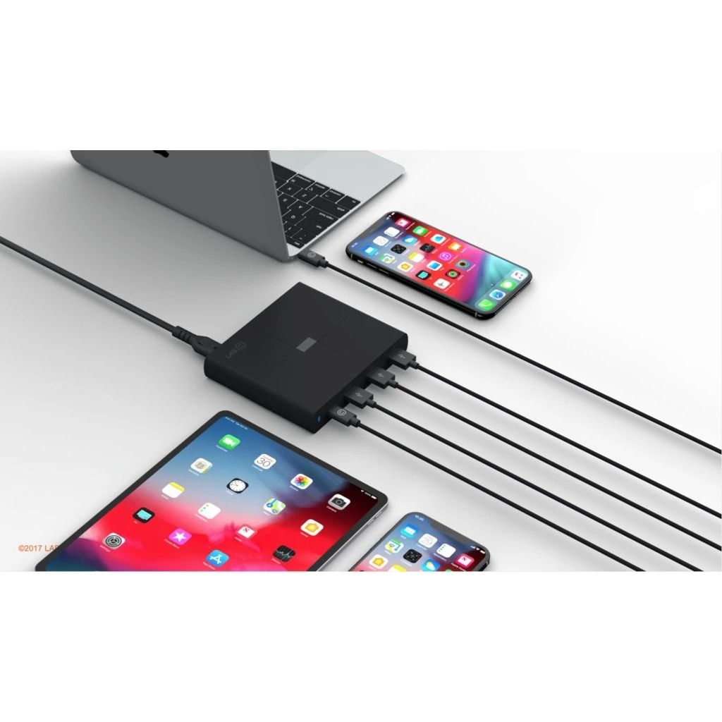 LAB.C X4 4-Port Charging Station 90W (Category: Chargers) located in Manila. Submitted by bimmbbbb (Listing ID 1441129652, Image 1). Description: - Charge multiple devices at once with a powerful 90W output. - Equipped with 1 USB-C PD port for fast charging compatible devices. - Includes 3 USB-A ports for broader device compatibility. - Ideal for charging laptops, tablets, and smartphones. - Compact and portable design, perfect for travel or home