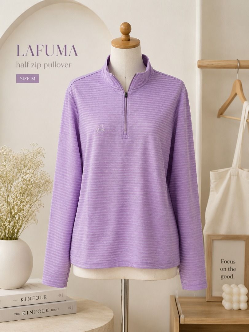 Lafuma Lavender Half-Zip Pullover | Lightweight Long Sleeve Activewear | Size M (Category: Coats, Jackets and Outerwear) located in General Santos City (Dadiangas). Submitted by aynleex (Listing ID 1441059684, Image 1). Description: Stay comfy and stylish with this authentic Lafuma lavender half-zip pullover 💜 Perfect for casual wear, travel, outdoor activities, or layering during chilly days. Lightweight, breathable, and easy to style with jean