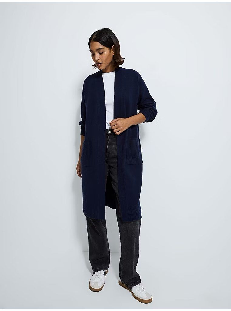 Lignite Navy Blue Longline Cardigan (Category: Coats, Jackets and Outerwear) located in Baguio. Submitted by the_general_store (Listing ID 1440956938, Image 2). Description: - Navy blue longline cardigan - Open front style - Two front pockets - Made from comfortable knit material - Versatile for layering with any outfit - Ideal for cooler weather.