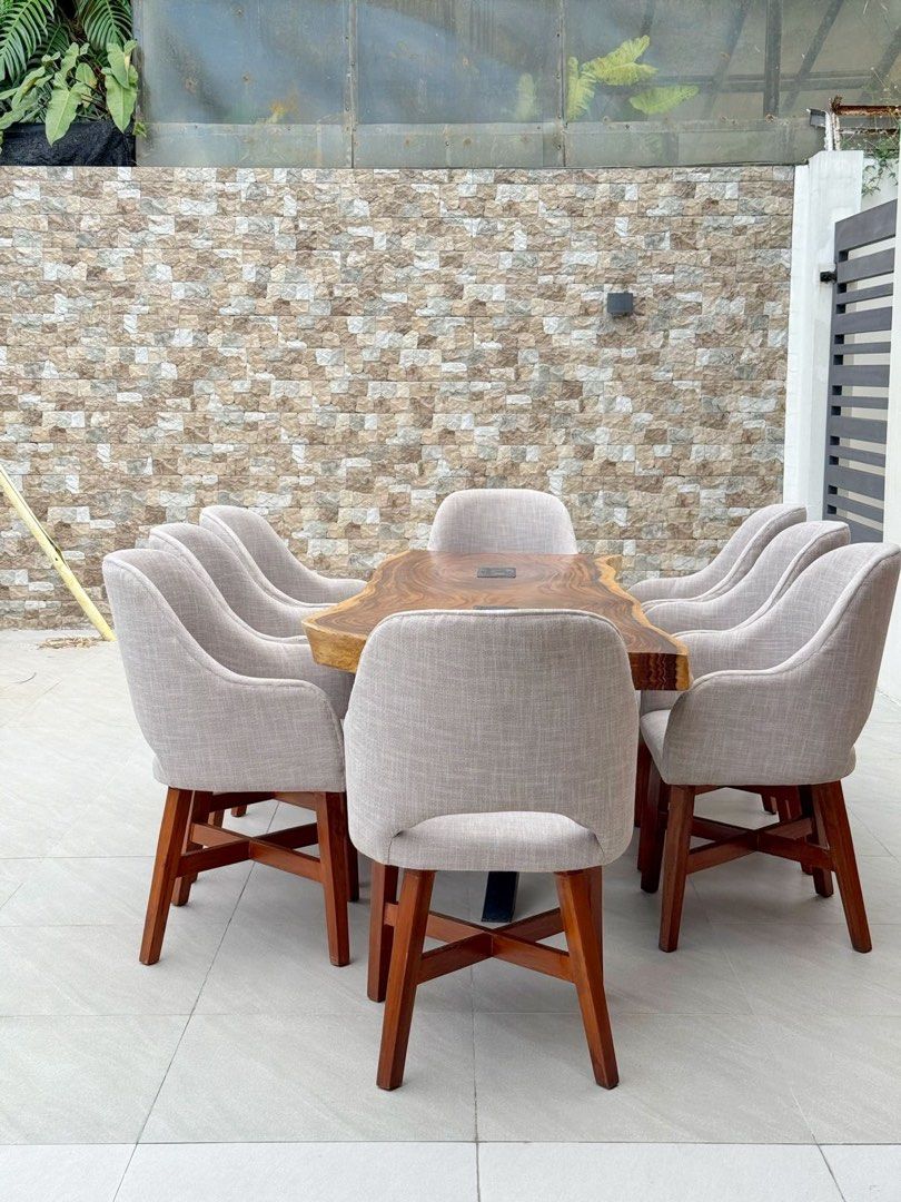 MAHOGANY DINING TABLE SET (Category: Tables & Sets) located in Paranaque City. Submitted by msanessa (Listing ID 1441116109, Image 3). Description: ‼️RUSH‼️ RUSH ‼️ RUSH ‼️ Where comfort meets elegance 🤍 Premium dining chairs that instantly elevate your space. Perfect for modern homes, cafés, or cozy family dinners. ✨ ✨ MAHOGANY DINING SET FOR SALE ✨ Transform your dining space with this premium custom-made dining set, crafted from solid Mahogan
