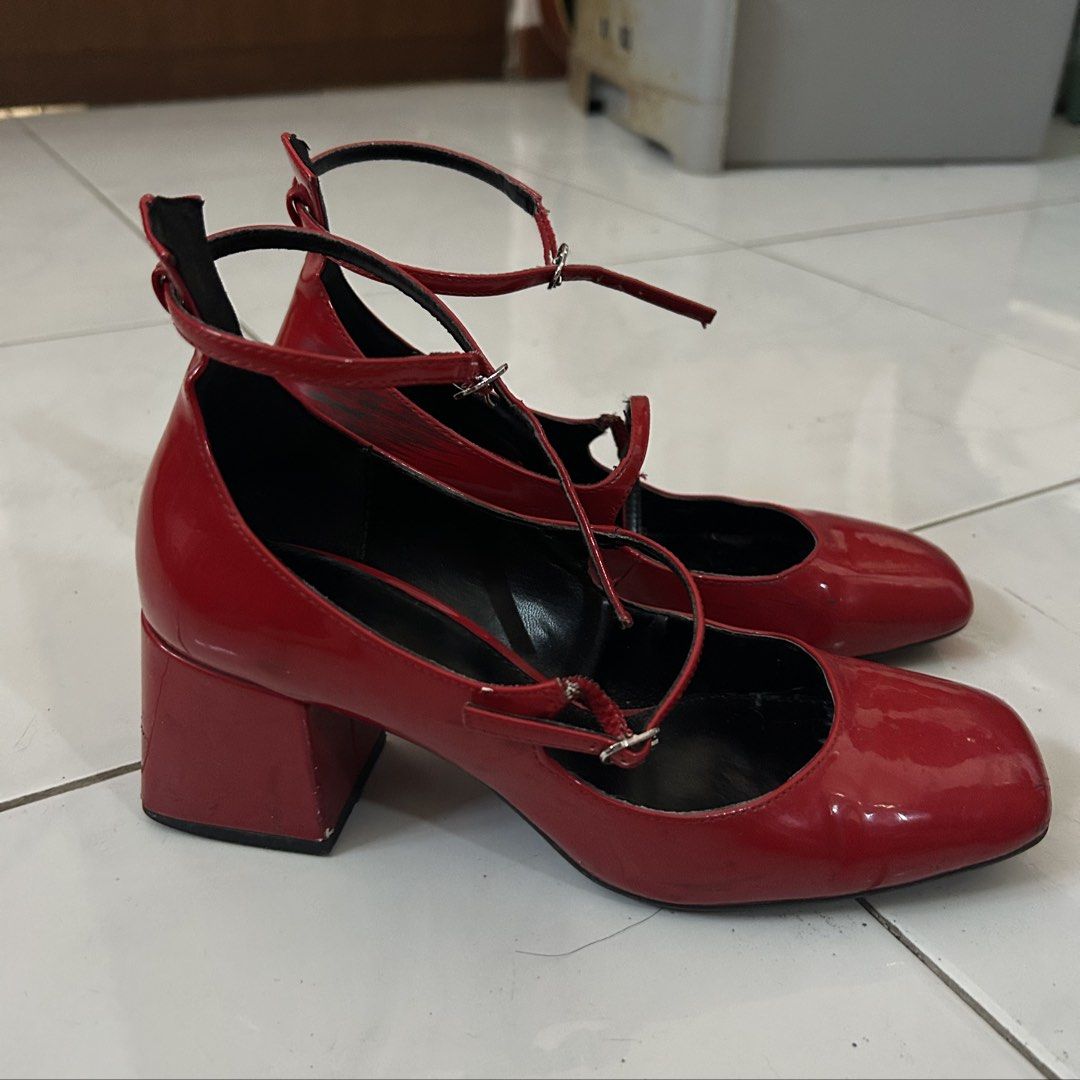 Mango Mary Janes in Red 37 (Category: Heels) located in Batangas. Submitted by shop.bersato (Listing ID 1441009527, Image 2). Description: These Mary Janes shoes are such classics. Please be informed that these have scruffs ( common for patent leather ) but unnoticeable while in use. Selling really low bcoz of the scruffs but the hardware in this are really strong. Scruffs are removable but don’t have time to clean so just opt to selling. Srp aro