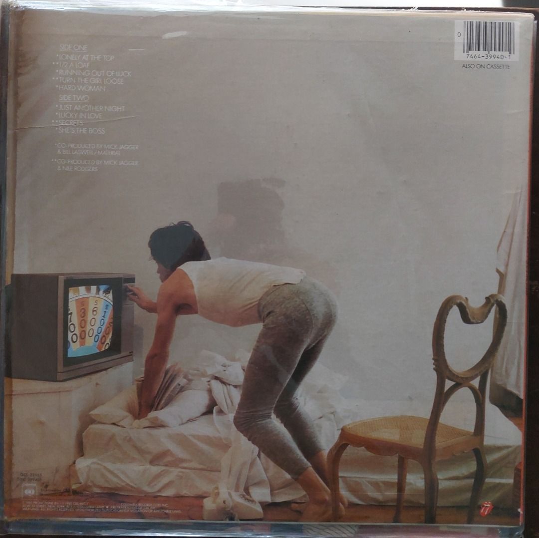 Mick Jagger She's The Boss Vinyl Record (Category: Vinyls) located in Manila. Submitted by alex.alex9 (Listing ID 1440952029, Image 2). Description: - Mick Jagger's 'She's The Boss' vinyl record - Includes the hit song "Just Another Night" - A classic album from the 1980s - Excellent addition to any music collection - Tracklist available on the back cover.