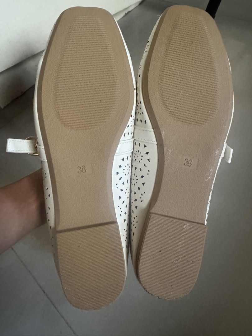 Mikana Mary Jane Flats Size 38 (Category: Flats & Sandals) located in Los Banos. Submitted by CherishJ (Listing ID 1440998657, Image 2). Description: - White Mikana flats - Size 38 (25cm) - Cute perforated design - Strap with buckle closure - Versatile for casual or dressy looks.