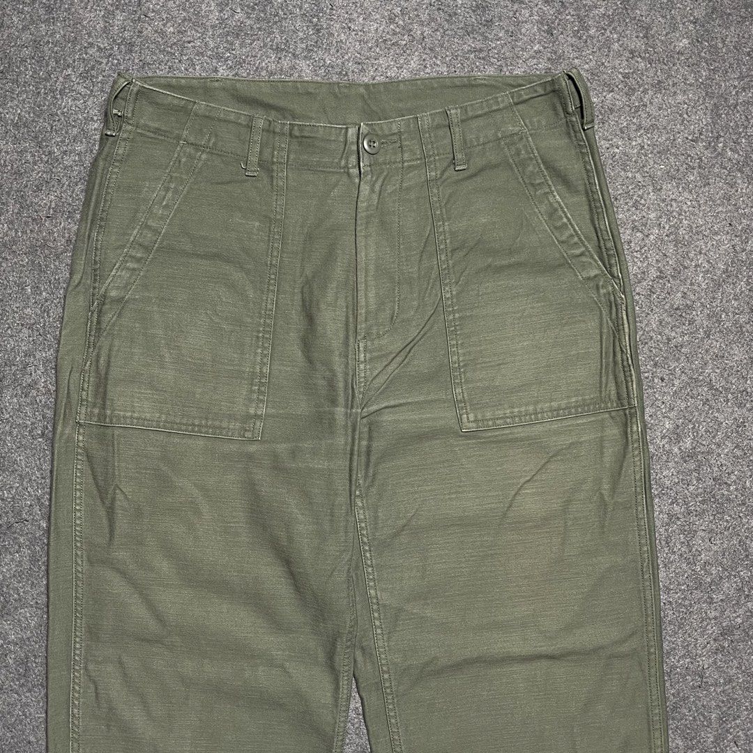 Musinsa Standard Type-ll Replica Fatigue Baker Pants (Category: Trousers) located in Zamboanga. Submitted by rag_20 (Listing ID 1441137939, Image 2). Description: Musinsa Standard Type-ll Replica Fatigue Baker Pants Musinsa Standard Replica Fatigue Baker Pants or Back Satin Officer Pants, Features side adjusters on the waistband, durable button closures, and utility pocket stitching inspired by classic military fatigue OG-107 trousers. Size: 32 1