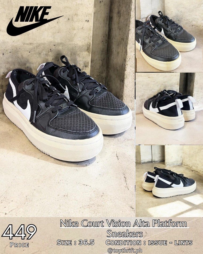 Nike Court Vision Alta platform sneakers (Category: Sneakers) located in Quezon City. Submitted by cedrickarjona (Listing ID 1441073177, Image 1). Description: Nike Court Vision Alta platform sneakers Size: 36.5 Lints.