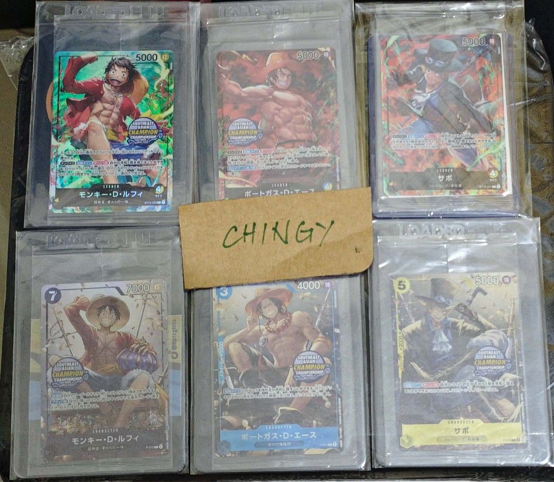 One Piece Card TS-01 Sealed Promo Set (Category: Raw Singles) located in Paranaque City. Submitted by chingyrmrz (Listing ID 1441148664, Image 1). Description: - Set of One Piece Card Game cards - Features the 3 brothers: Monkey D. Luffy and Portgas D. Ace and Sabo - TS-01 Promo Set: Tins Volume 1 - All sealed promo cards - Authentic Japanese cards - All cards are in protective sleeves - Ideal for collectors and players - Add this set to your col