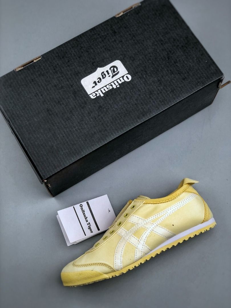 Onitsuka Tiger Mexico 66 Slip-On Pale Yellow Nylon Sneakers EU35-EU45 (Category: Sneakers) located in Singapore. Submitted by umistore (Listing ID 1441153448, Image 3). Description: - Classic yellow Onitsuka Tiger Mexico 66 sneakers - Very comfortable for everyday wear - Includes original box and tags - Ideal for casual outfits.