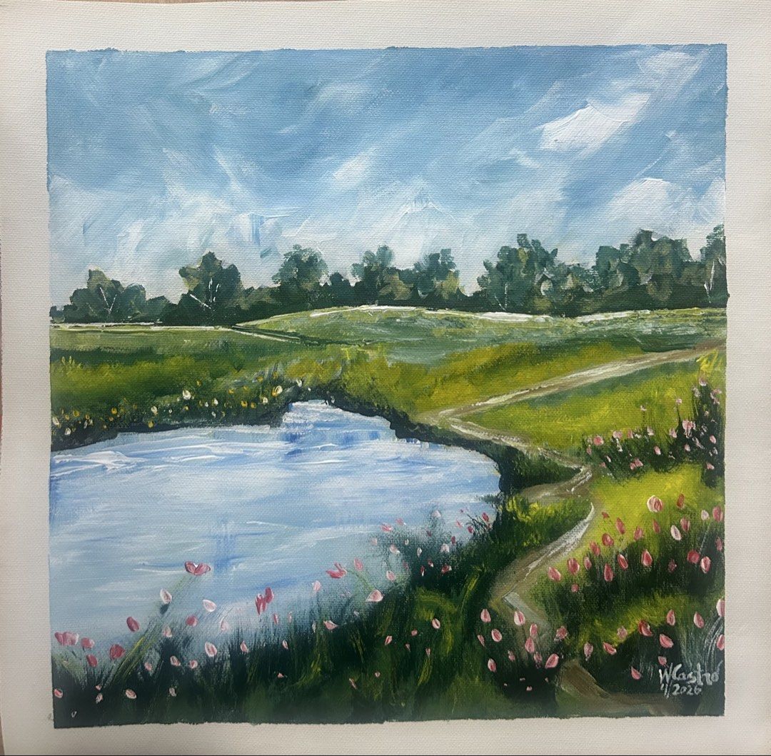 Painting for sale (Category: Art & Prints) located in Makati City. Submitted by cassyrose (Listing ID 1441069958, Image 3). Description: "Peaceful Escape Series" Acrylic on Canvas 12" x 12" (15"x15" frame size included) 2026 Price: 3,100 with frame.