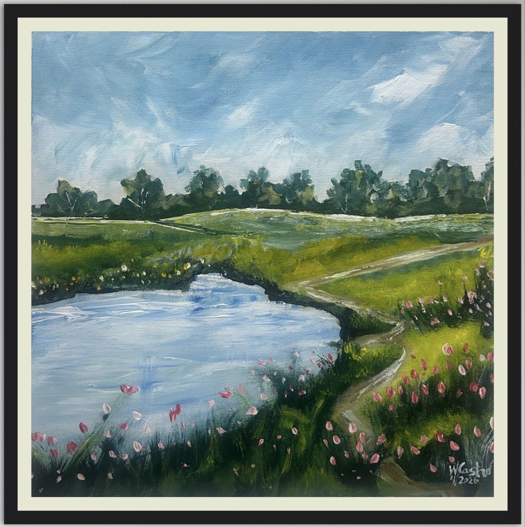 Painting for sale (Category: Art & Prints) located in Makati City. Submitted by cassyrose (Listing ID 1441069958, Image 2). Description: "Peaceful Escape Series" Acrylic on Canvas 12" x 12" (15"x15" frame size included) 2026 Price: 3,100 with frame.