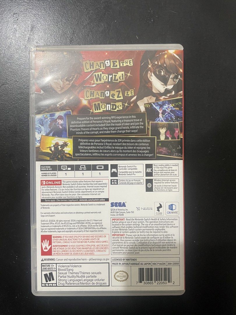 Persona 5 Royal Ninetendo Switch (Category: Nintendo) located in Pasay City. Submitted by ja__na (Listing ID 1441129937, Image 2). Description: Persona 5 Royal for the Nintendo Switch (slightly negotiable) delivery fee shouldered by buyer Mode of Payment : GCash / Maya Mode of Delivery : Lalamove RFS: dont play anymore .