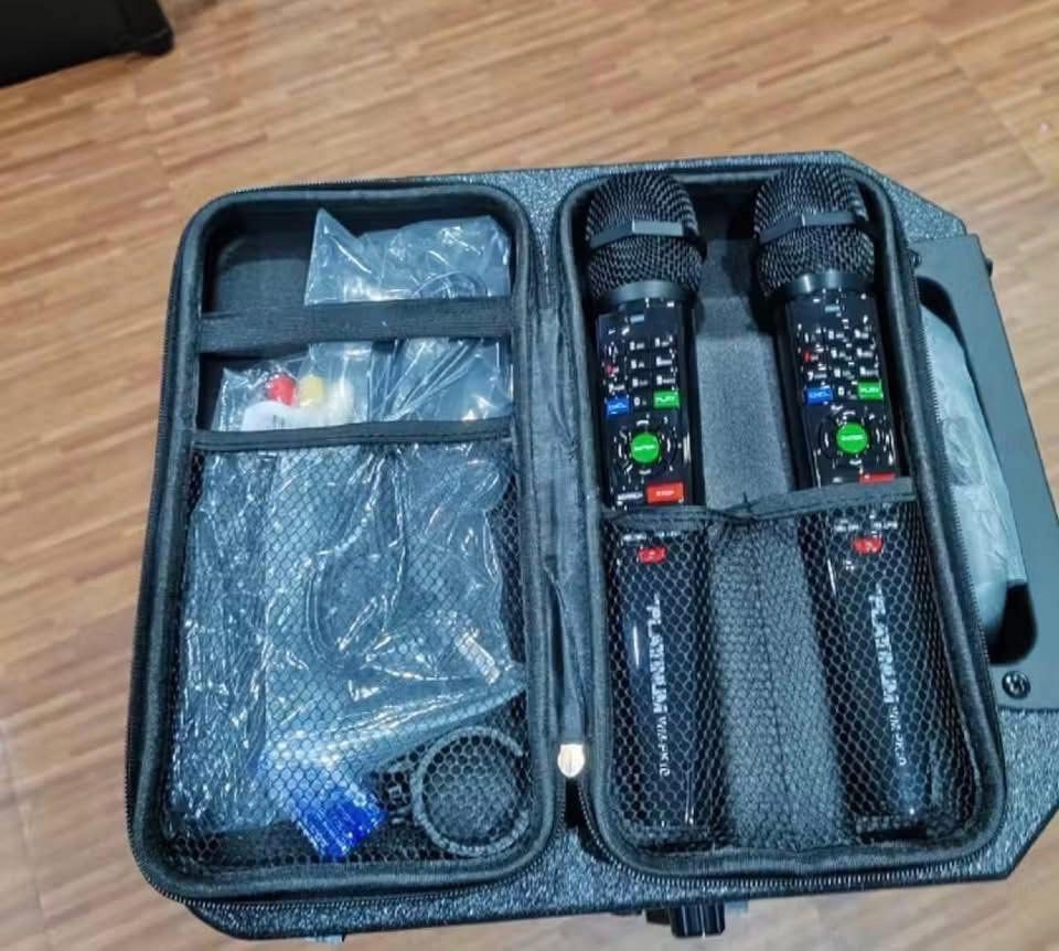 PK-10 Junior Pro platinum Party with mic (Category: Portable Audio Accessories) located in Bulacan. Submitted by eardiente9 (Listing ID 1441153269, Image 3). Description: For sale Platinum PK10 JR Secondhand 10K NEGONG NEGO papo Need cash buy nyo napo Issue Gumagana lang pag naka Charge Palitin battery Pero working 💯 yan basta naka saksak nakakakanta pa nga 🧡 Complete set No Box 2 Wireless Mic 1 songbook Cable Jack Charger Caypombo loc PWEDE DE