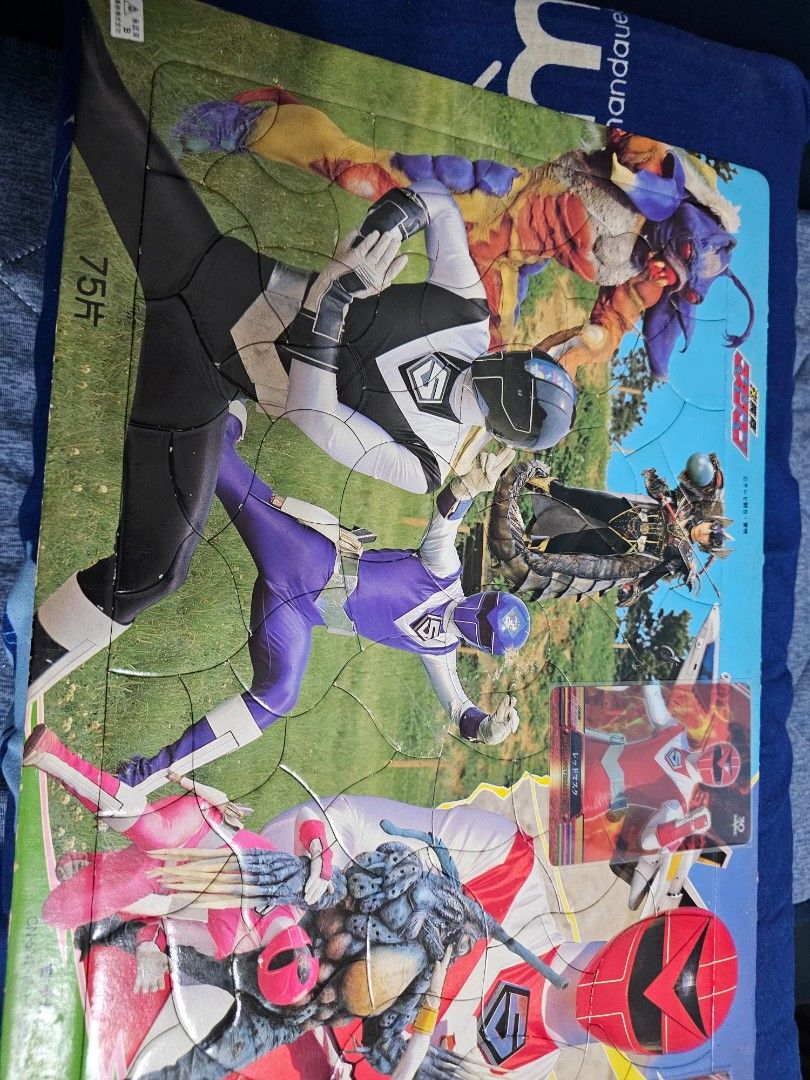 Power Rangers Puzzle with Character Cards (Category: Board Games & Puzzles) located in Muntinlupa City. Submitted by jojiepogi123 (Listing ID 1441129134, Image 2). Description: Power Rangers puzzle featuring multiple rangers and monsters. Includes character cards. Great for any Power Rangers fan. Fun activity for kids or collectors. Made in Japan. 2 cards red mask.