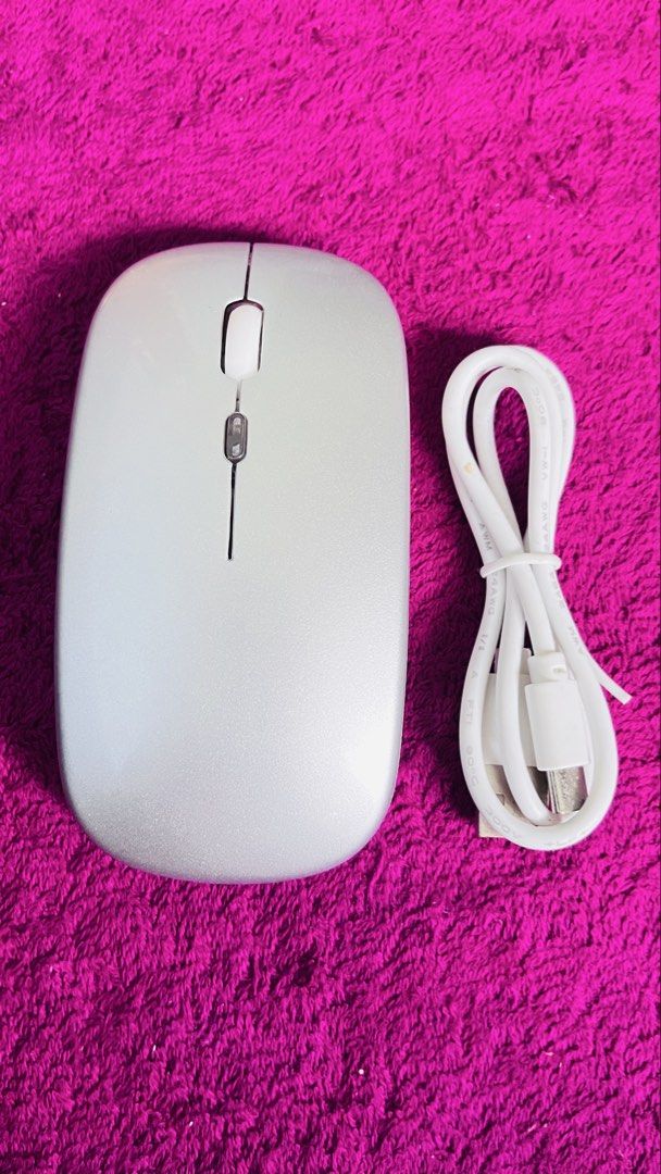 Silver Wireless Mouse with USB Receiver and Charging Cable469147496240926722