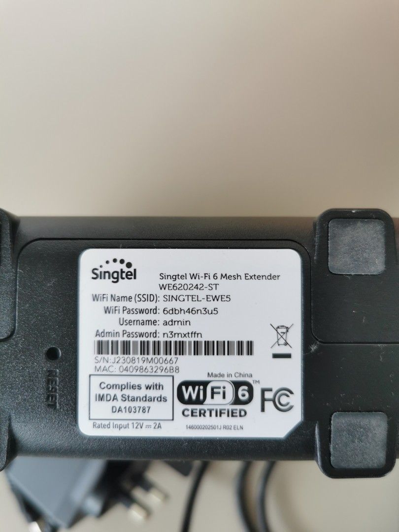 Singtel WiFi 6 Mesh Extender WE620242-ST469165588454451201