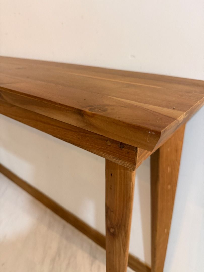 Solid Wood Table (Category: Tables & Sets) located in Singapore. Submitted by jgoodsandservices (Listing ID 1440957408, Image 2). Description: Can be used as entryway, console, or a general table. Slim and long. - Slim solid wood console table - Ideal for entryways or narrow spaces - Features natural wood grain - Simple, clean design moving out so selling it. Check my listings for more :).