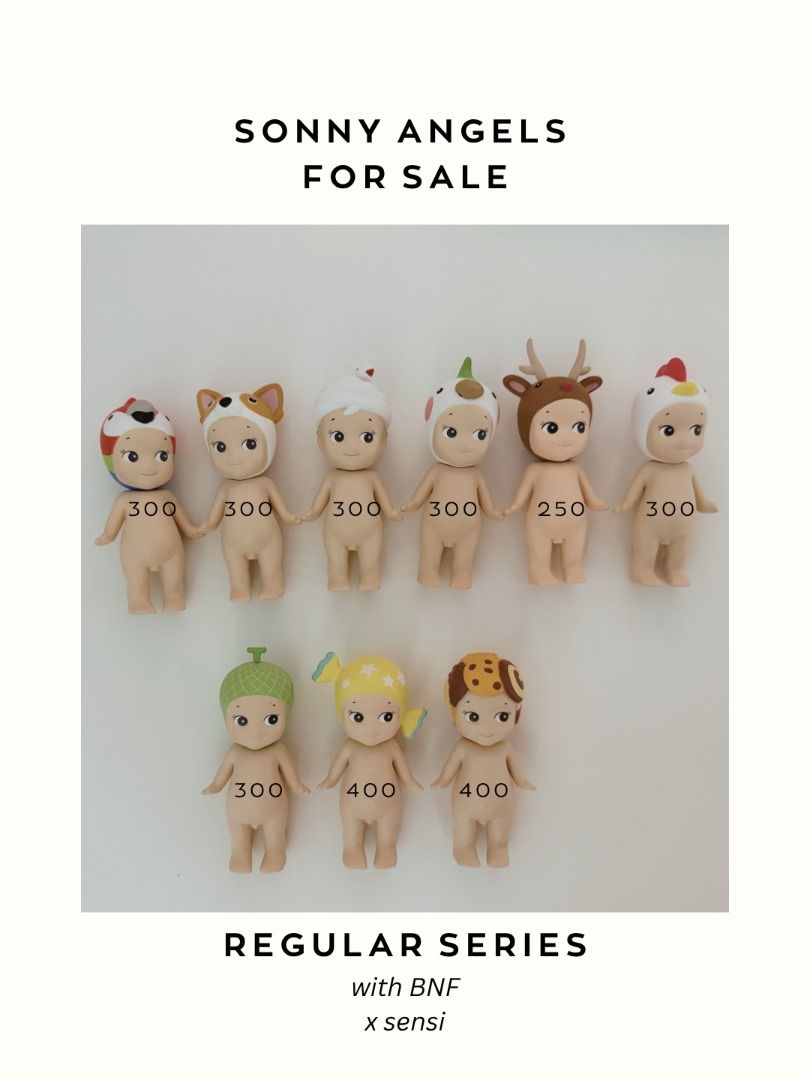 Sonny Angels (Category: Toys & Games) located in Marikina City. Submitted by small.chelsea (Listing ID 1441056469, Image 1). Description: ╭₊˚✿ ୨୧˚ selling random sonnys ! ˚୨୧ ✿₊╮ ♡ bundle takers are highly preferred ♡ x sensi ♡ complete with box & foil ✦ mop : gcash / gotyme/ bank transfer (payo) ✦ mod : sdd / j&t (c/o buyer) ✦ loc : bgc/marikina/pasig ♡♡♡♡♡♡.