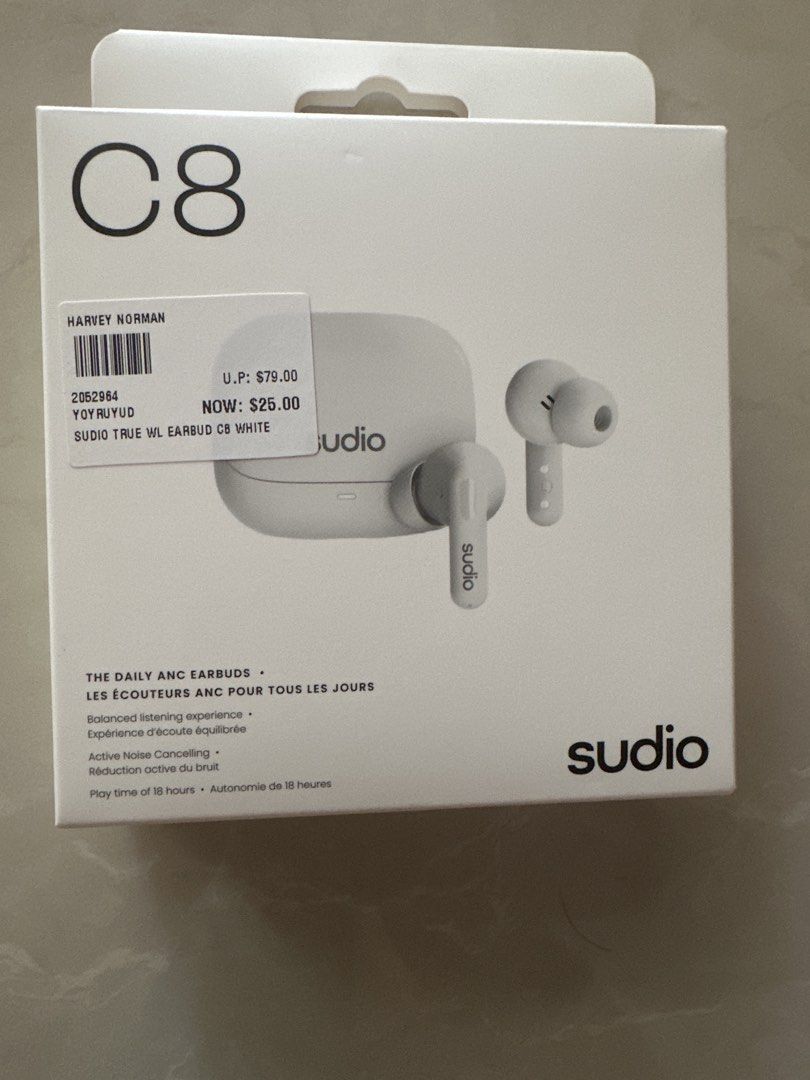 Sudio C8 True Wireless ANC Earbuds White