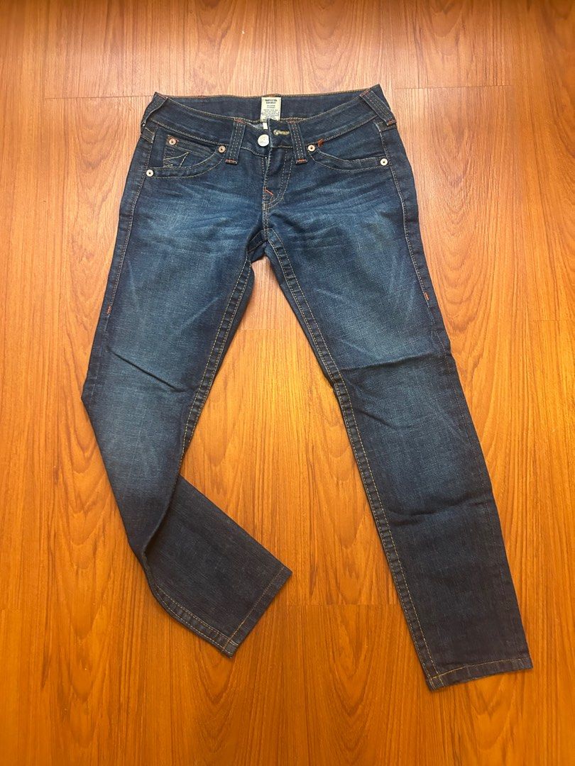 True Religion Slim-Fit Jeans (Category: Jeans) located in Quezon City. Submitted by be_declutterandthrift (Listing ID 1441054120, Image 1). Description: Elevate your everyday denim rotation with these authentic True Religion “Julie” jeans. Crafted in the USA from premium denim, this pair features a versatile dark wash with natural whiskering for a classic, lived-in appeal. Key Features: • Brand: True Religion • Style: Julie (Slim / Straight Leg) 