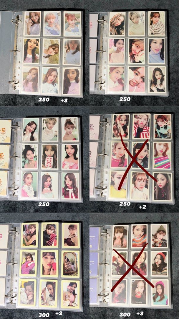 TWICE Photocards (Category: K-Wave Merchandise) located in Manila. Submitted by antnpbl (Listing ID 1441121229, Image 1). Description: selling as a set only negotiable if taking 3+ sets ☑️official ☑️on-hand ☑️brand new condition ☑️with group photo and envelope.