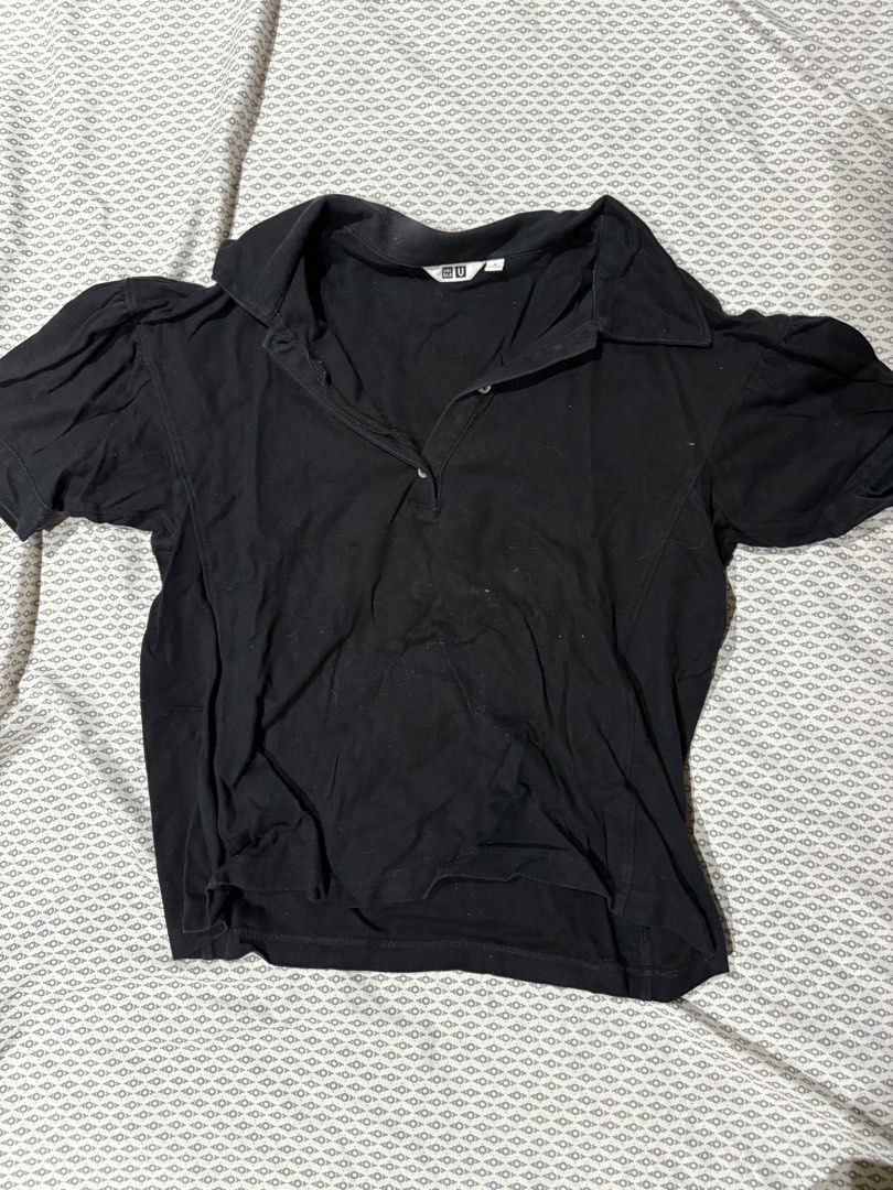 Uniqlo, Zara, Giordano Tops Bundle - Black, Yellow, Beige (Category: Shirts) located in Mandaluyong City. Submitted by mcaryl0305 (Listing ID 1441019967, Image 2). Description: - Bundle of 3 tops, all size Medium. - Includes: Black Uniqlo collared top with puff sleeves. - Includes: Yellow ribbed collared top from Zara. - Includes: Beige V-neck knit vest. - Versatile pieces for layering or standalone wear. RFS: Decluttering.