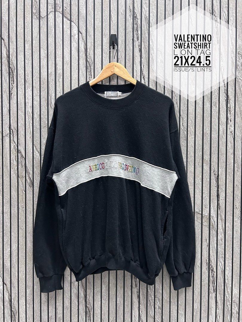 Valentino Vintage Sweatshirt (Category: Coats, Jackets and Outerwear) located in Malasiqui. Submitted by blckfourthrift (Listing ID 1441093832, Image 1). Description: Valentino Sweatshirt L on tag 21x24.5 Issue/s: Lints 600 negotiable.