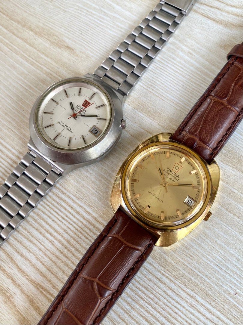 Vintage Omega Electronic Tuning Fork Watches (Category: Luxury Watches) located in Manila. Submitted by marco_b (Listing ID 1441048715, Image 3). Description: RARE FINDS: Omega Electronic Tuning Fork White Dial - 34k only Gold Dial - 28k only 𝙋𝙡𝙚𝙖𝙨𝙚 𝙩𝙖𝙠𝙚 𝙩𝙞𝙢𝙚 𝙩𝙤 𝙧𝙚𝙖𝙙 𝙙𝙚𝙩𝙖𝙞𝙡𝙨 !!! ⭕️ FS: Omega Electronic f300 Chronometer (White Dial) Reference no.: 198.012 41mm Electronic calibre 1250 Chronometer movement Orig glass and c