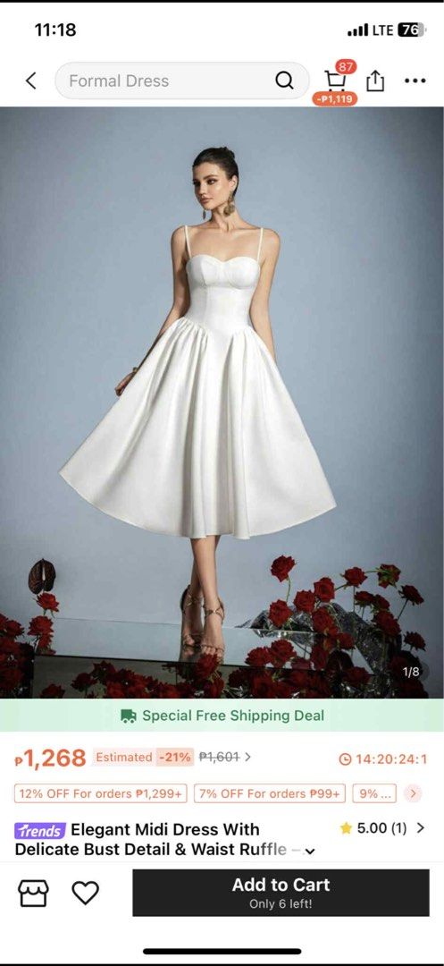 White Midi Formal Dress with Spaghetti Straps (Category: Dresses) located in Binan City. Submitted by bonakiddddd (Listing ID 1440989613, Image 1). Description: - decluttering - size: XL - Worn only once (graduation ceremony) - shipping c/o buyer.